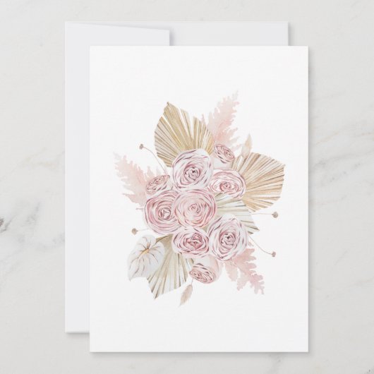 Blush roze roze bloemen Baby shower Uitnodiging (Achterkant)