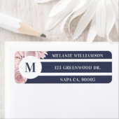 Blush Roze Roze Bloemen met Witte & Navy Stripes Etiket (Insitu)