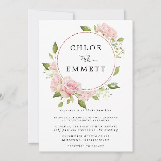 Blush roze roze botanische reuzenweddenschap kaart (Voorkant)