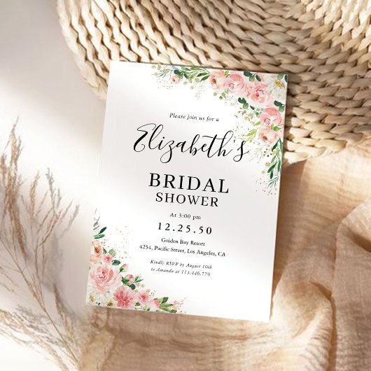 Blush Roze Roze Bridal Shower Kaart