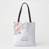 Blush Roze Roze Bruidsmeisje Bachelorette Bloemen Tote Bag (Voorkant)