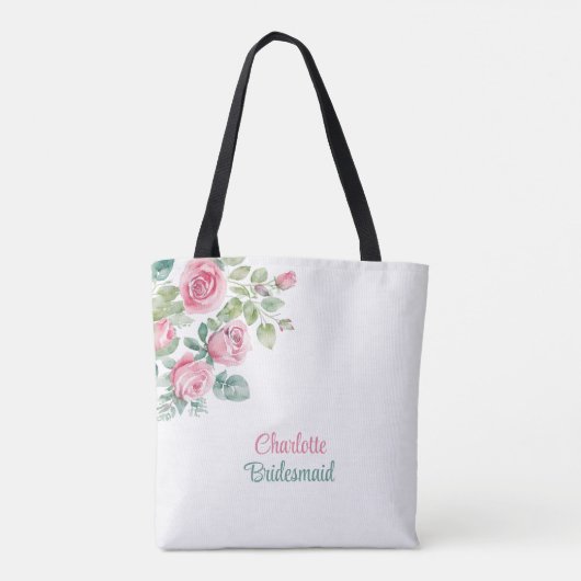 Blush Roze Roze Bruidsmeisje Bachelorette Bloemen Tote Bag (Achterkant)