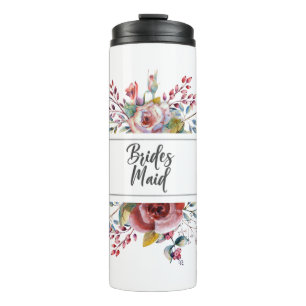 Blush Roze Roze Bruidsmeisje Bloemen Thermosbeker