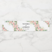 Blush Roze Roze Bruiloft Water Flesetiketten Waterfles Etiket (Enkel label)