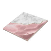 Blush roze roze bruine glitter witte marmer tegeltje (Zijkant)