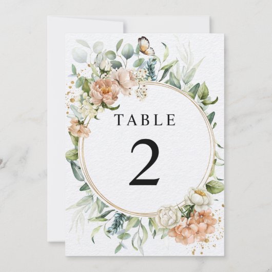 Blush roze roze en Eucalyptus tabelnummers Kaart (Achterkant)