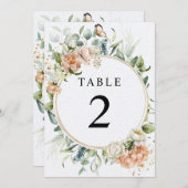 Blush roze roze en Eucalyptus tabelnummers Kaart (Voorkant / Achterkant)