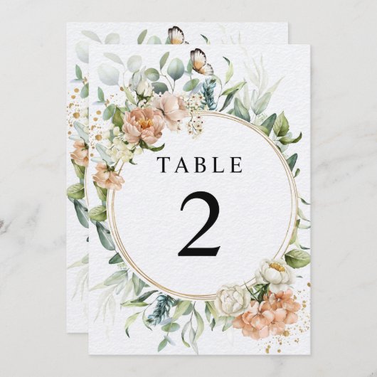 Blush roze roze en Eucalyptus tabelnummers Kaart (Voorkant / Achterkant)
