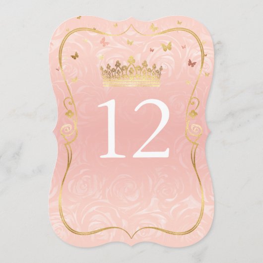 Blush roze roze en Gold Guest Name Table Numbers Kaart (Achterkant)