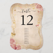 Blush roze roze en Gold Guest Name Table Numbers Kaart (Voorkant)
