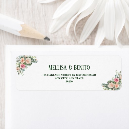 Blush roze roze Eucalyptus Weduwadres Etiket (Insitu)