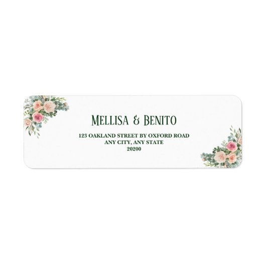 Blush roze roze Eucalyptus Weduwadres Etiket (Voorkant)