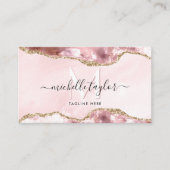 Blush roze roze film - moderne monogram goud visitekaartje (Voorkant)