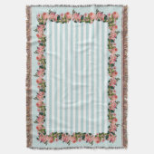  Blush Roze Roze Floral Damask Stripe Deken (Voorkant Verticaal)