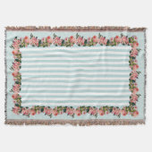  Blush Roze Roze Floral Damask Stripe Deken (Voorkant)