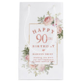 Blush roze roze Floral Gold 90e verjaardag Small G Klein Cadeauzakje (Voorkant)