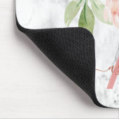 Blush Roze Roze Floral Marmer Name Monogram Muismat (Hoek)