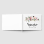 Blush roze roze Floral Quinceanera Guest Book Gastenboek (Volledig)