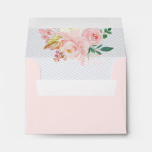 Blush roze roze Floral Stripe RSVP Adres bruiloft