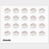 Blush Roze roze Floral Sweet 16 Envelopzegel Ronde Sticker (Vel)