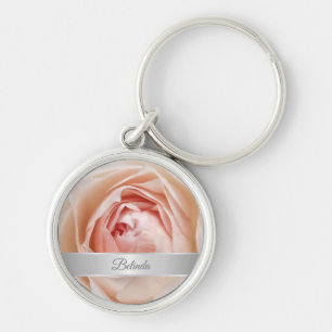 Blush roze roze foto Silver Sleutelhanger