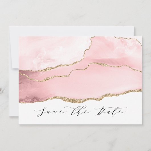  Blush roze roze gegolfd modern Save The Date (Voorkant)