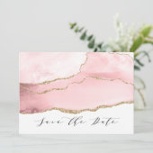  Blush roze roze gegolfd modern Save The Date (Staand voorkant)