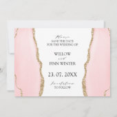  Blush roze roze gegolfd modern Save The Date (Achterkant)