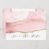  Blush roze roze gegolfd modern Save The Date (Voorkant / Achterkant)