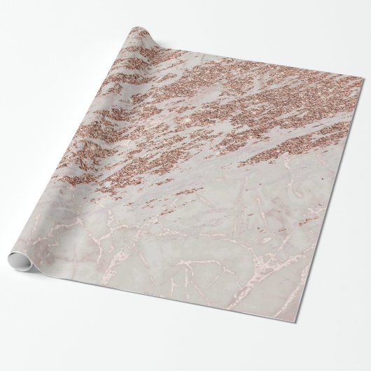 Blush roze roze glitter Marble Glossy Cadeaupapier (Uitgerold)