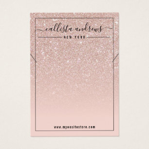 Blush roze roze Gold Glitter Ketting DisplayCard Visitekaartje