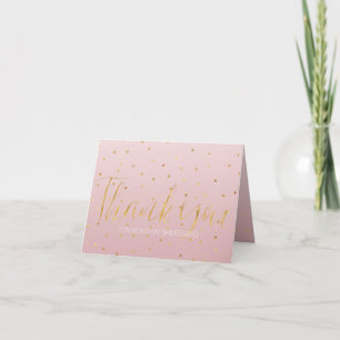 Blush Roze Roze Goud Confetti Glitter Bruidsmeisje Bedankkaart