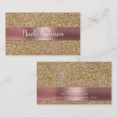 Blush Roze Roze & Goud Glam Glitters Schittering Visitekaartje (Voorkant / Achterkant)