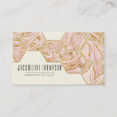 Blush roze roze goud Glitter Moderne hexagon marme Visitekaartje (Voorkant)