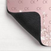 Blush roze roze goud glitter monogram initiaal muismat (Hoek)
