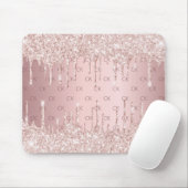 Blush roze roze goud glitter monogram initiaal muismat (Met muis)