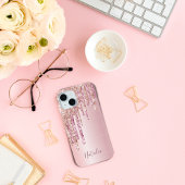 Blush roze roze goud metaalnaam monogram script na Case-Mate iPhone case