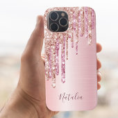 Blush roze roze goud metaalnaam monogram script na Case-Mate iPhone case