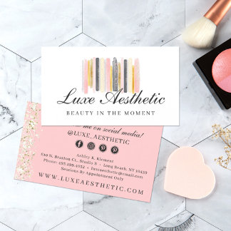Blush Roze & Roze Goud Schilderstreken Social Medi Visitekaartje
