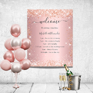 Blush roze roze goudbruiloftsprogramma perfect poster