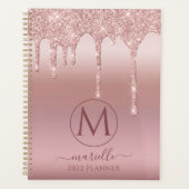 Blush roze roze gouddruppels monogram 2022 P Planner (Voorkant)