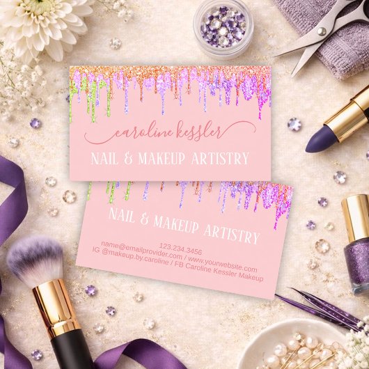 Blush roze roze goudelglans visitekaartje