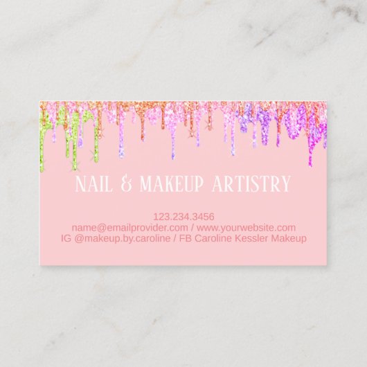 Blush roze roze goudelglans visitekaartje (Achterkant)