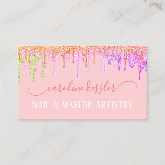 Blush roze roze goudelglans visitekaartje (Voorkant)