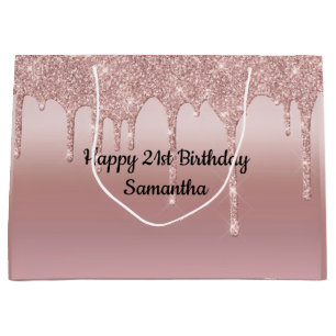 Blush roze roze gouden druppelaar Glitter op maat Groot Cadeauzakje