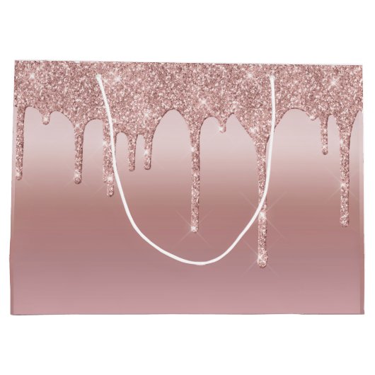 Blush roze roze gouden druppelaar Glitter op maat Groot Cadeauzakje (Achterkant)