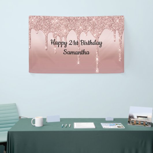 Blush roze roze gouden druppelaar Glitter op maat Spandoek (Beurs)