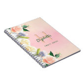 Blush roze roze gouden floralen monogram notitieboek (Rechterzijde)