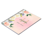Blush roze roze gouden floralen monogram notitieboek (Linkerzijde)