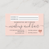 Blush roze roze gouden hartscript deelt de liefde aanbevelingskaartje (Achterkant)